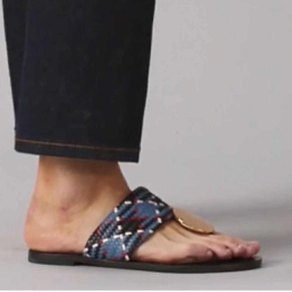 SOLD NWT TORY BURCH AUTHENTIC LEATHER PATOS DISC SANDALS 9​​ - Picture 7 of 12